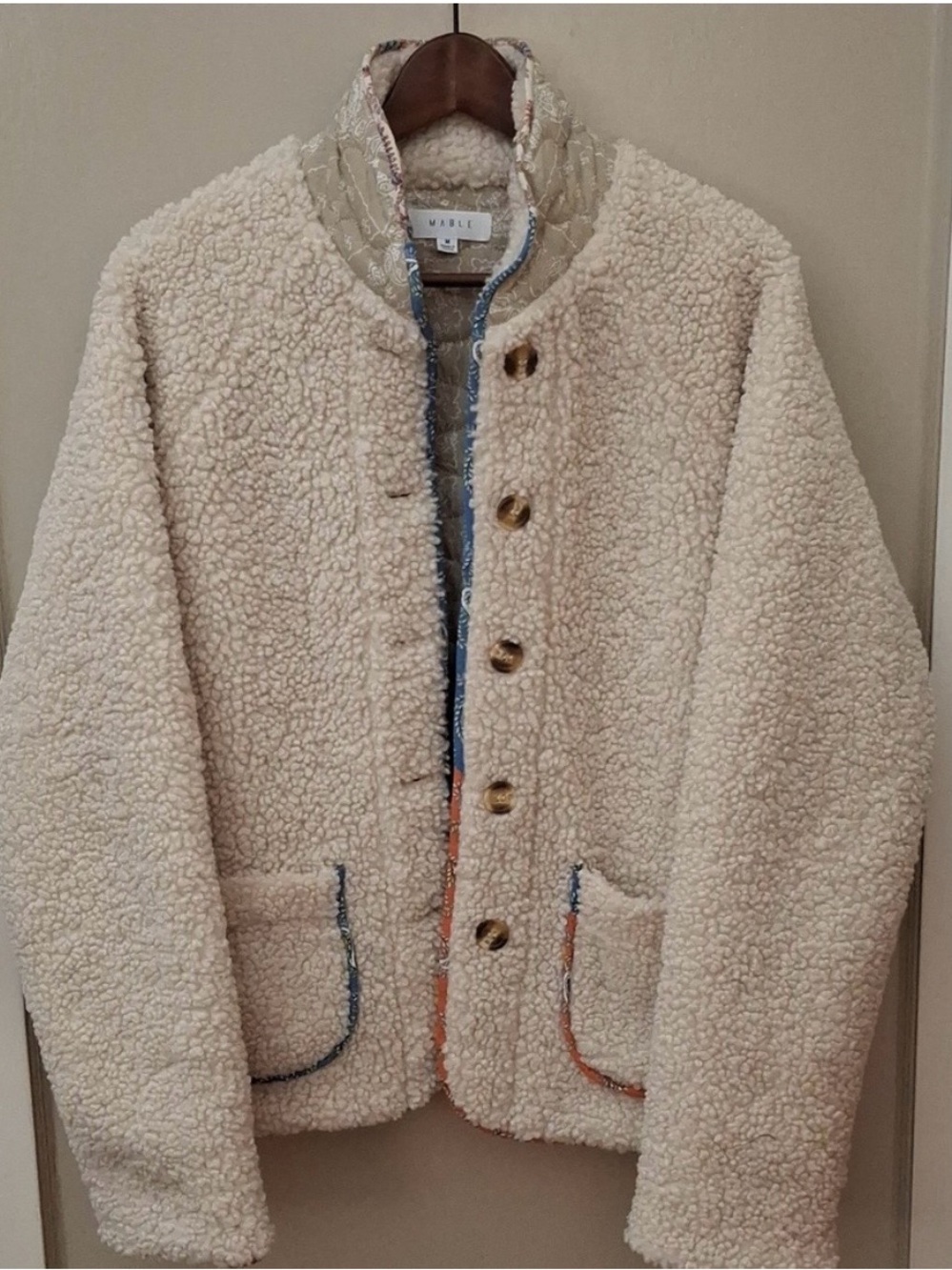 Anthropologie Mable Cream Sherpa Jacket